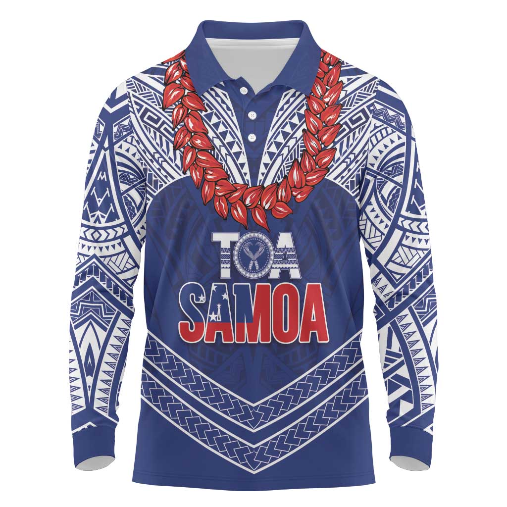 Toa Samoa Rugby Custom Long Sleeve Polo Shirt Ulafala Mix Nifo'oti - Polynesian Pride
