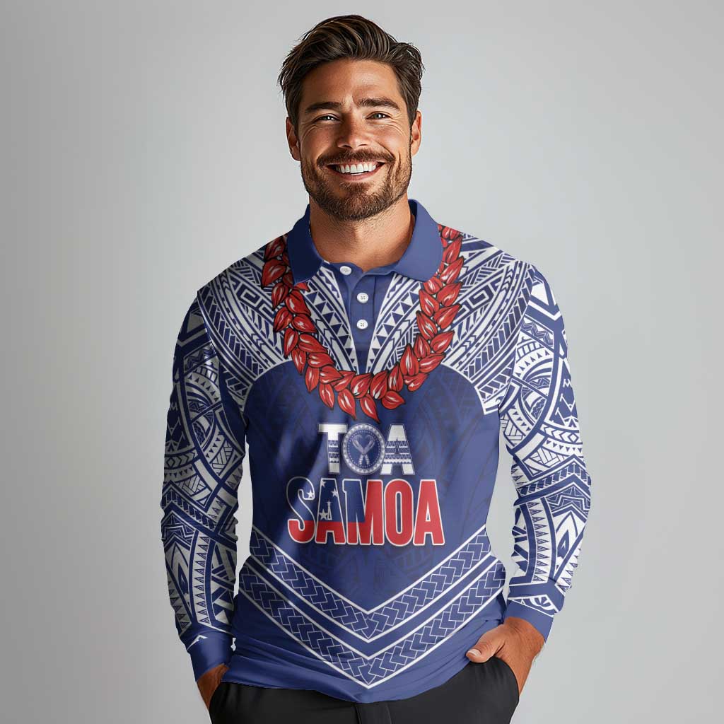 Toa Samoa Rugby Custom Long Sleeve Polo Shirt Ulafala Mix Nifo'oti - Polynesian Pride