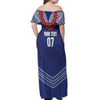 Toa Samoa Rugby Custom Off Shoulder Maxi Dress Ulafala Mix Nifo'oti - Polynesian Pride