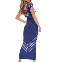 Toa Samoa Rugby Custom Short Sleeve Bodycon Dress Ulafala Mix Nifo'oti - Polynesian Pride