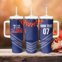 Toa Samoa Rugby Custom Tumbler With Handle Ulafala Mix Nifo'oti - Polynesian Pride