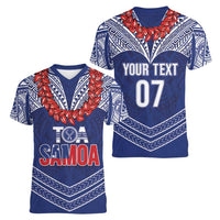 Toa Samoa Rugby Custom Women V-Neck T-Shirt Ulafala Mix Nifo'oti - Polynesian Pride