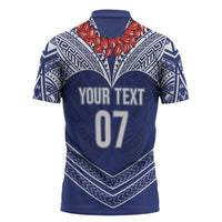 Toa Samoa Rugby Custom Zipper Polo Shirt Ulafala Mix Nifo'oti - Polynesian Pride