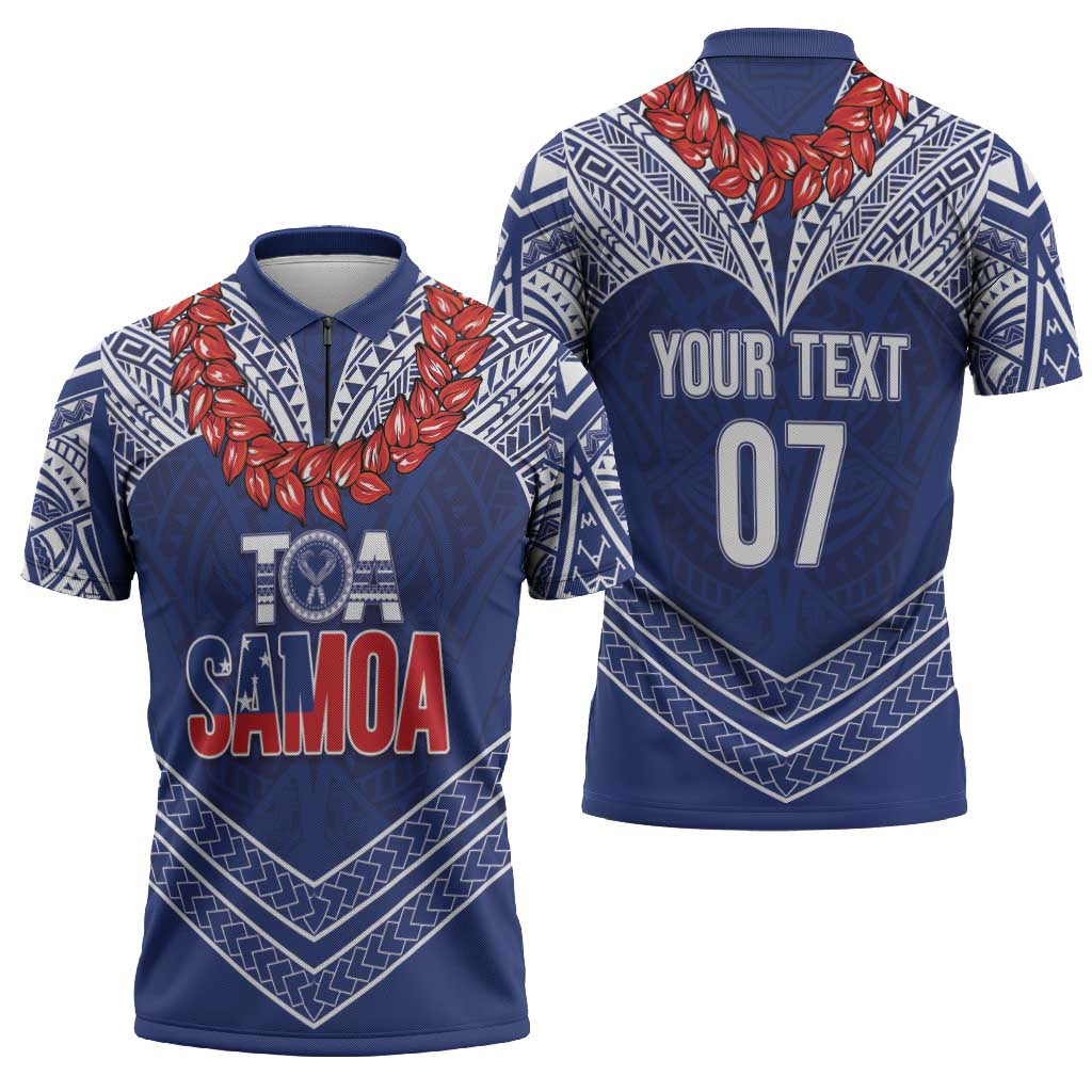 Toa Samoa Rugby Custom Zipper Polo Shirt Ulafala Mix Nifo'oti - Polynesian Pride