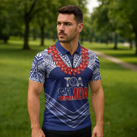 Toa Samoa Rugby Custom Zipper Polo Shirt Ulafala Mix Nifo'oti - Polynesian Pride