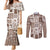 Hawaii Christmas Retro Patchwork Couples Matching Mermaid Dress and Long Sleeve Button Shirt Brown LT7 Brown - Polynesian Pride