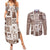 Hawaii Christmas Retro Patchwork Couples Matching Summer Maxi Dress and Long Sleeve Button Shirt Brown LT7 Brown - Polynesian Pride
