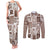 Hawaii Christmas Retro Patchwork Couples Matching Tank Maxi Dress and Long Sleeve Button Shirt Brown LT7 Brown - Polynesian Pride