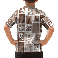Hawaii Christmas Retro Patchwork Family Matching Off Shoulder Short Dress and Hawaiian Shirt Brown LT7 - Polynesian Pride