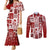 Hawaii Christmas Retro Patchwork Couples Matching Mermaid Dress and Long Sleeve Button Shirt Red LT7 Red - Polynesian Pride