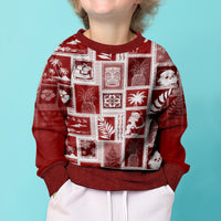 Hawaii Christmas Kid Ugly Christmas Sweater Retro Patchwork - Red LT7 - Polynesian Pride