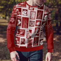 Hawaii Christmas Ugly Christmas Sweater Retro Patchwork - Red LT7 - Polynesian Pride