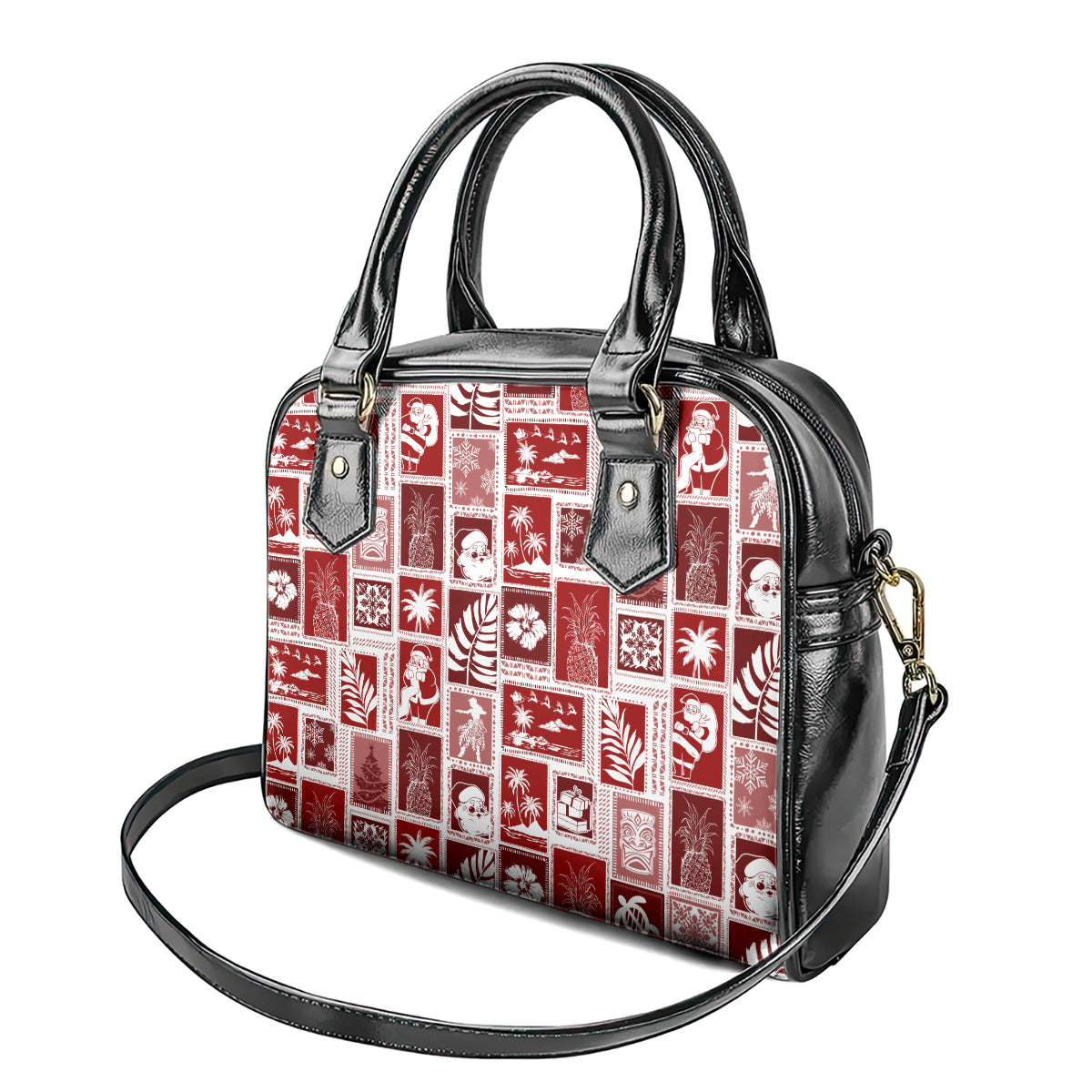 Hawaii Christmas Retro Patchwork Shoulder Handbag Red LT7 - Polynesian Pride