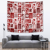 Hawaii Christmas Retro Patchwork Tapestry Red LT7 - Polynesian Pride