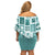 Hawaii Christmas Retro Patchwork Family Matching Off Shoulder Short Dress and Hawaiian Shirt Teal LT7 - Polynesian Pride