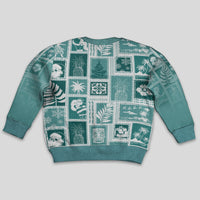 Hawaii Christmas Kid Ugly Christmas Sweater Retro Patchwork - Teal LT7 - Polynesian Pride