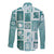 Hawaii Christmas Retro Patchwork Long Sleeve Button Shirt Teal LT7 - Polynesian Pride