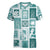 Hawaii Christmas Retro Patchwork Women V Neck T Shirt Teal LT7 Female Teal - Polynesian Pride