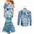 Hawaii Christmas Retro Patchwork Couples Matching Mermaid Dress and Long Sleeve Button Shirt Aquamarine LT7 - Polynesian Pride