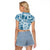 Hawaii Christmas Retro Patchwork Raglan Cropped T Shirt Aquamarine LT7 - Polynesian Pride