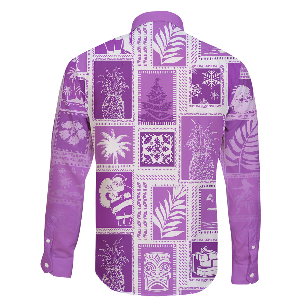 Hawaii Christmas Retro Patchwork Family Matching Tank Maxi Dress and Hawaiian Shirt Violet LT7 - Polynesian Pride