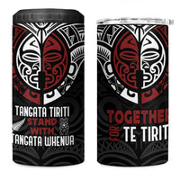 Maori Hongi Toitu Te Tiriti 4 in 1 Can Cooler Tumbler Tangata Tiriti Stand With Tangata Whenua LT7 One Size: 16 oz Black - Polynesian Pride
