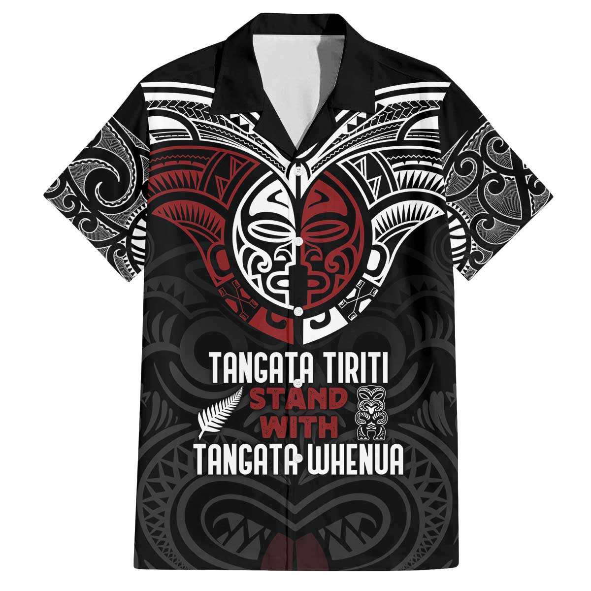 Maori Hongi Toitu Te Tiriti Family Matching Off The Shoulder Long Sleeve Dress and Hawaiian Shirt Tangata Tiriti Stand With Tangata Whenua LT7 Dad's Shirt - Short Sleeve Black - Polynesian Pride