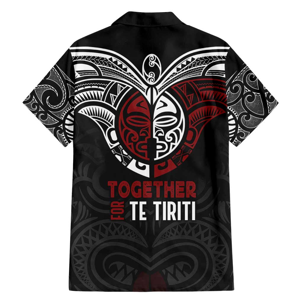 Maori Hongi Toitu Te Tiriti Family Matching Off Shoulder Short Dress and Hawaiian Shirt Tangata Tiriti Stand With Tangata Whenua LT7 - Polynesian Pride