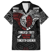 Maori Hongi Toitu Te Tiriti Family Matching Puletasi and Hawaiian Shirt Tangata Tiriti Stand With Tangata Whenua LT7 Dad's Shirt - Short Sleeve Black - Polynesian Pride