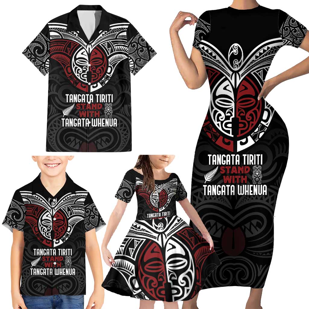 Maori Hongi Toitu Te Tiriti Family Matching Short Sleeve Bodycon Dress and Hawaiian Shirt Tangata Tiriti Stand With Tangata Whenua LT7 - Polynesian Pride