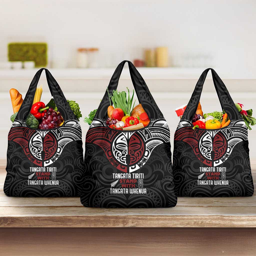 Maori Hongi Toitu Te Tiriti Grocery Bag Tangata Tiriti Stand With Tangata Whenua