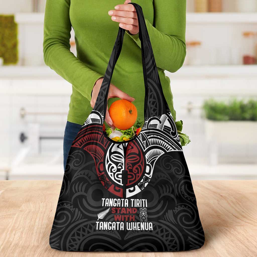 Maori Hongi Toitu Te Tiriti Grocery Bag Tangata Tiriti Stand With Tangata Whenua