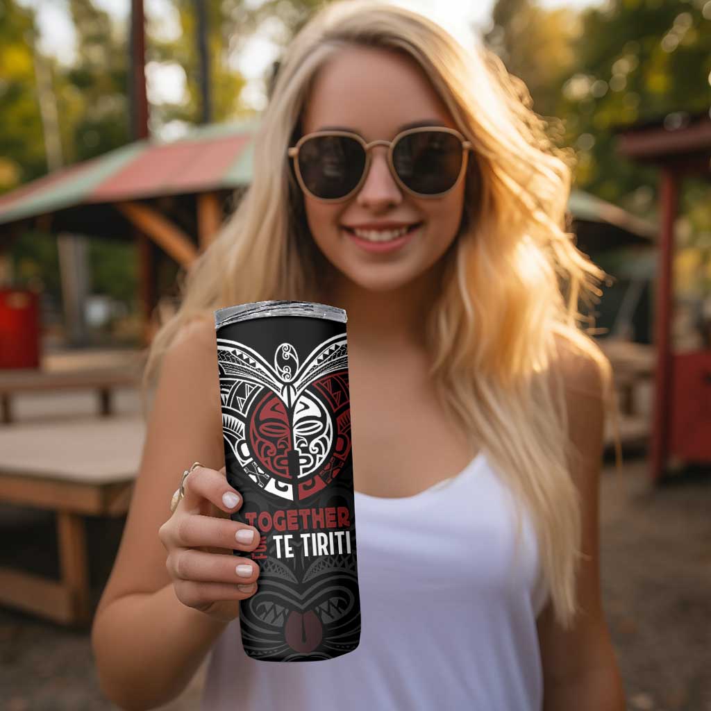 Maori Hongi Toitu Te Tiriti Skinny Tumbler Tangata Tiriti Stand With Tangata Whenua LT7 - Polynesian Pride