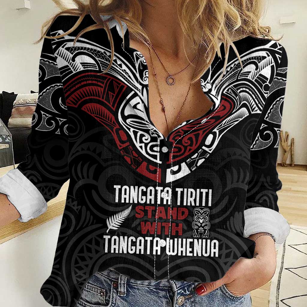 Maori Hongi Toitu Te Tiriti Women Casual Shirt Tangata Tiriti Stand With Tangata Whenua LT7 Female Black - Polynesian Pride