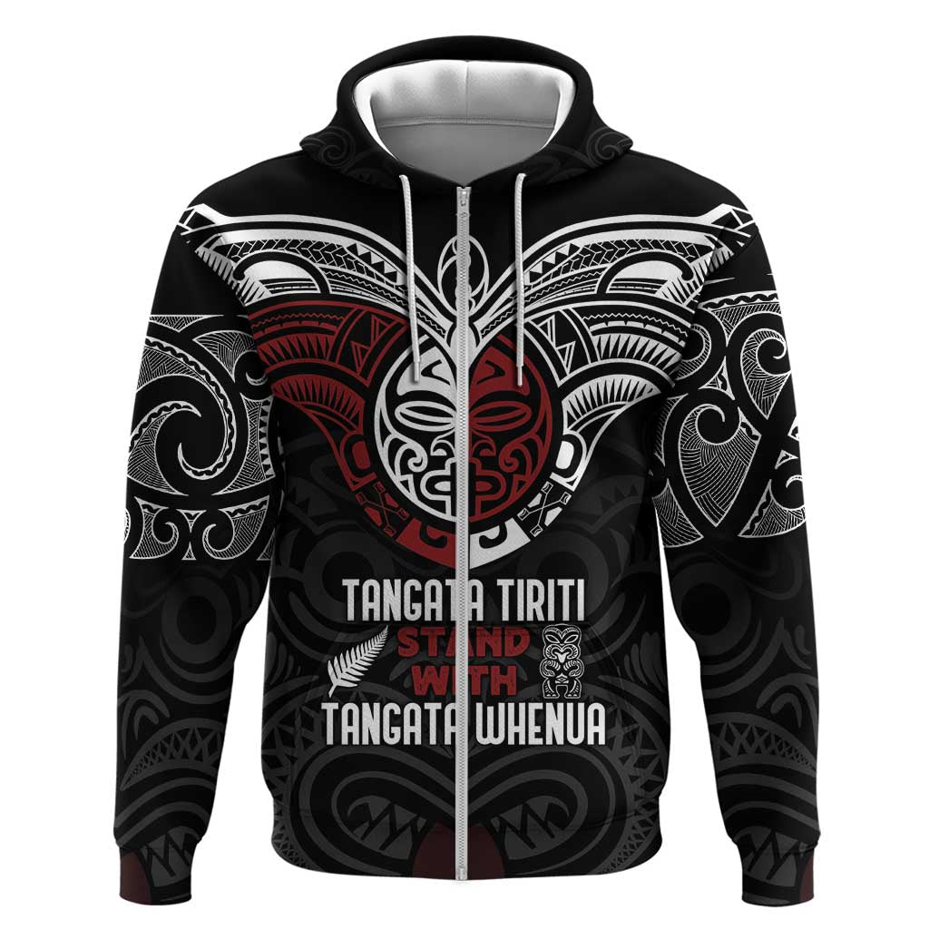 Maori Hongi Toitu Te Tiriti Zip Hoodie Tangata Tiriti Stand With Tangata Whenua LT7 Zip Hoodie Black - Polynesian Pride