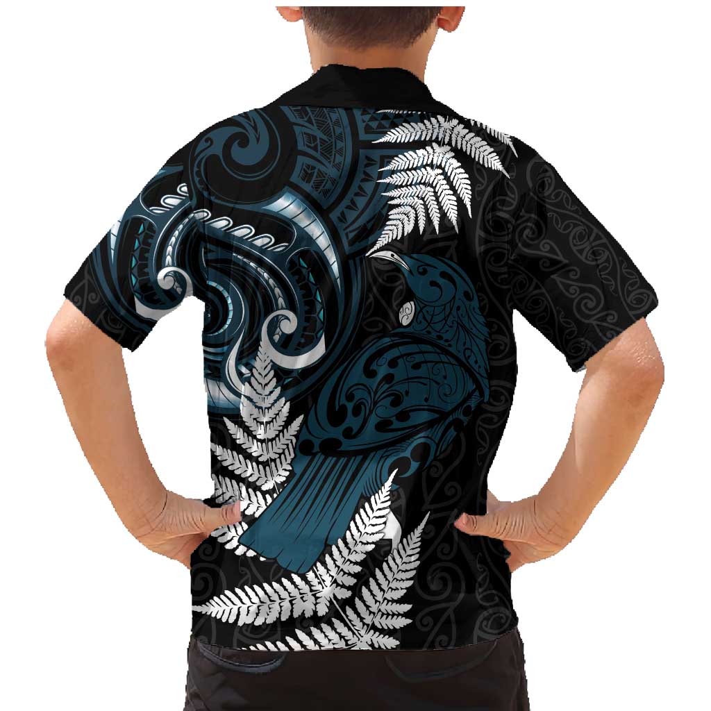 New Zealand Tui Bird Family Matching Mermaid Dress and Hawaiian Shirt Maori Kowhaiwhai LT7 - Polynesian Pride