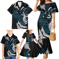 New Zealand Tui Bird Family Matching Mermaid Dress and Hawaiian Shirt Maori Kowhaiwhai LT7 - Polynesian Pride