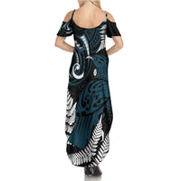 New Zealand Tui Bird Family Matching Summer Maxi Dress and Hawaiian Shirt Maori Kowhaiwhai LT7 - Polynesian Pride