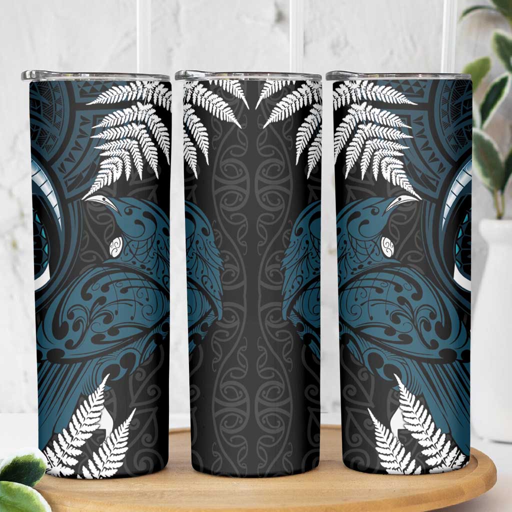 New Zealand Tui Bird Skinny Tumbler Maori Kowhaiwhai LT7 - Polynesian Pride