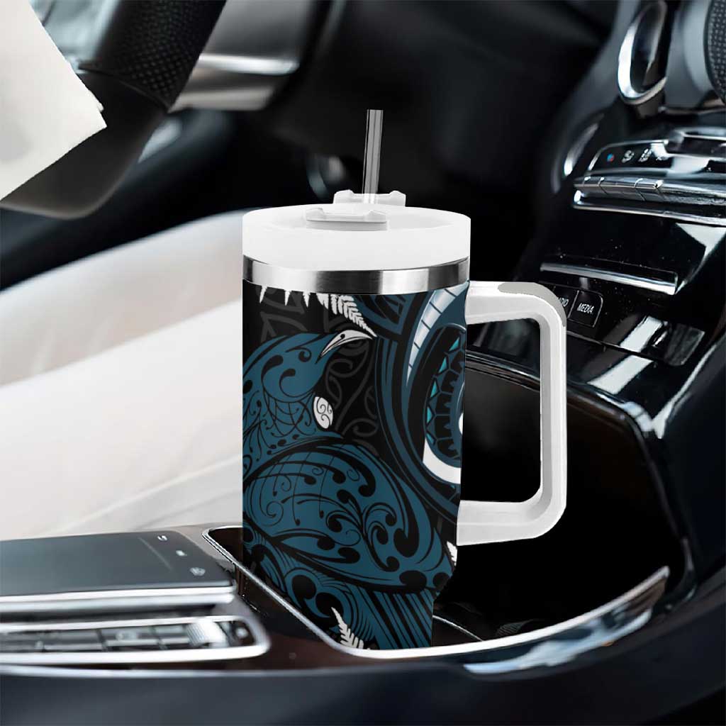 New Zealand Tui Bird Tumbler With Handle Maori Kowhaiwhai