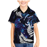 New Zealand Maori Matariki Family Matching Mermaid Dress and Hawaiian Shirt Tui Bird Galaxy LT7 Son's Shirt Galaxy - Polynesian Pride