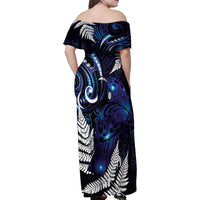 New Zealand Maori Matariki Family Matching Off Shoulder Maxi Dress and Hawaiian Shirt Tui Bird Galaxy LT7 - Polynesian Pride