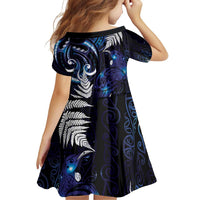 New Zealand Maori Matariki Family Matching Off Shoulder Short Dress and Hawaiian Shirt Tui Bird Galaxy LT7 - Polynesian Pride