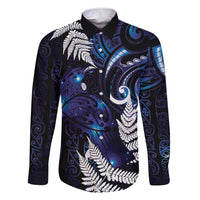 New Zealand Maori Matariki Family Matching Short Sleeve Bodycon Dress and Hawaiian Shirt Tui Bird Galaxy LT7 Dad's Shirt - Long Sleeve Galaxy - Polynesian Pride