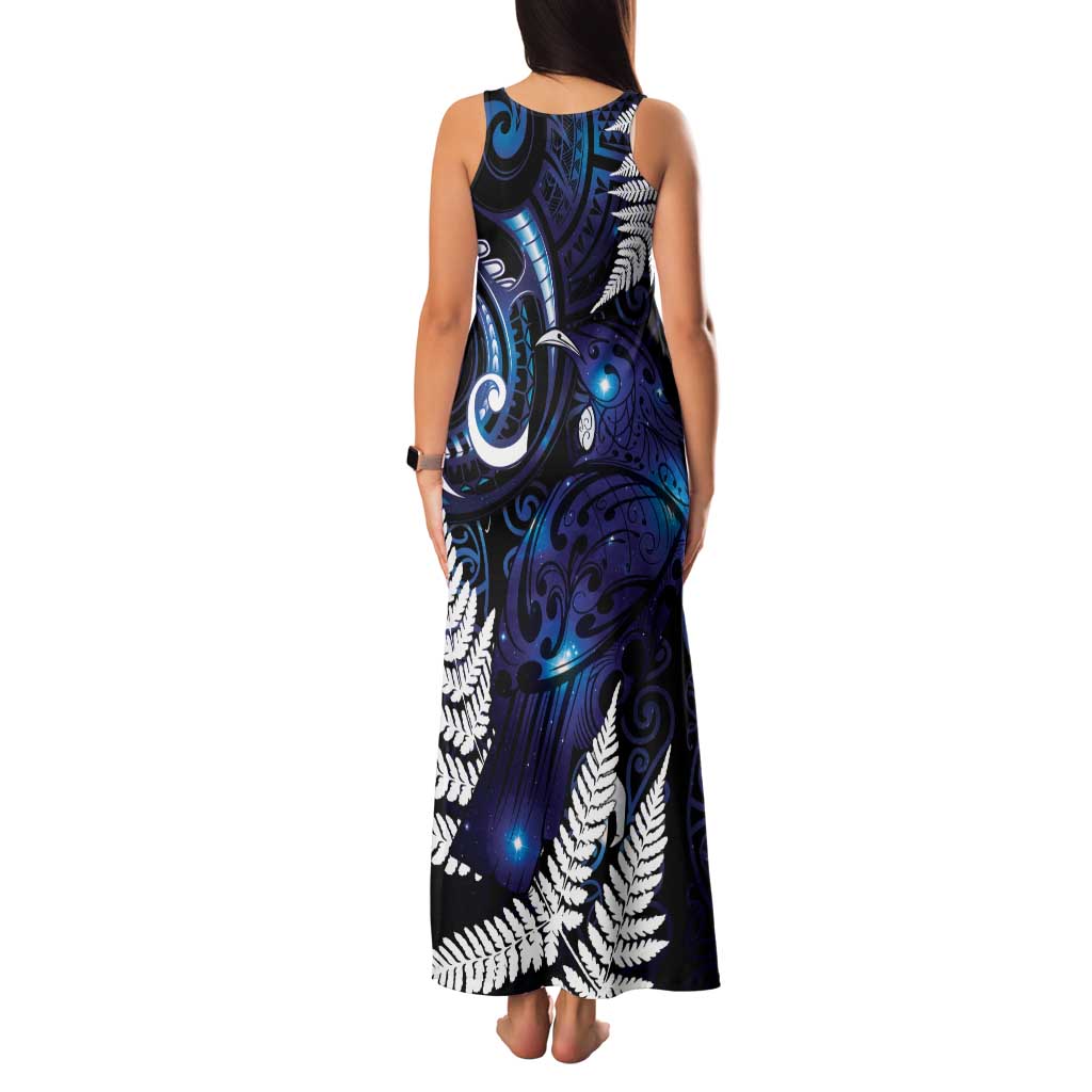 New Zealand Maori Matariki Family Matching Tank Maxi Dress and Hawaiian Shirt Tui Bird Galaxy LT7 - Polynesian Pride
