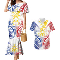 Philippines Tribal Sun Personalized Couples Matching Mermaid Dress and Hawaiian Shirt Hunting Eagle