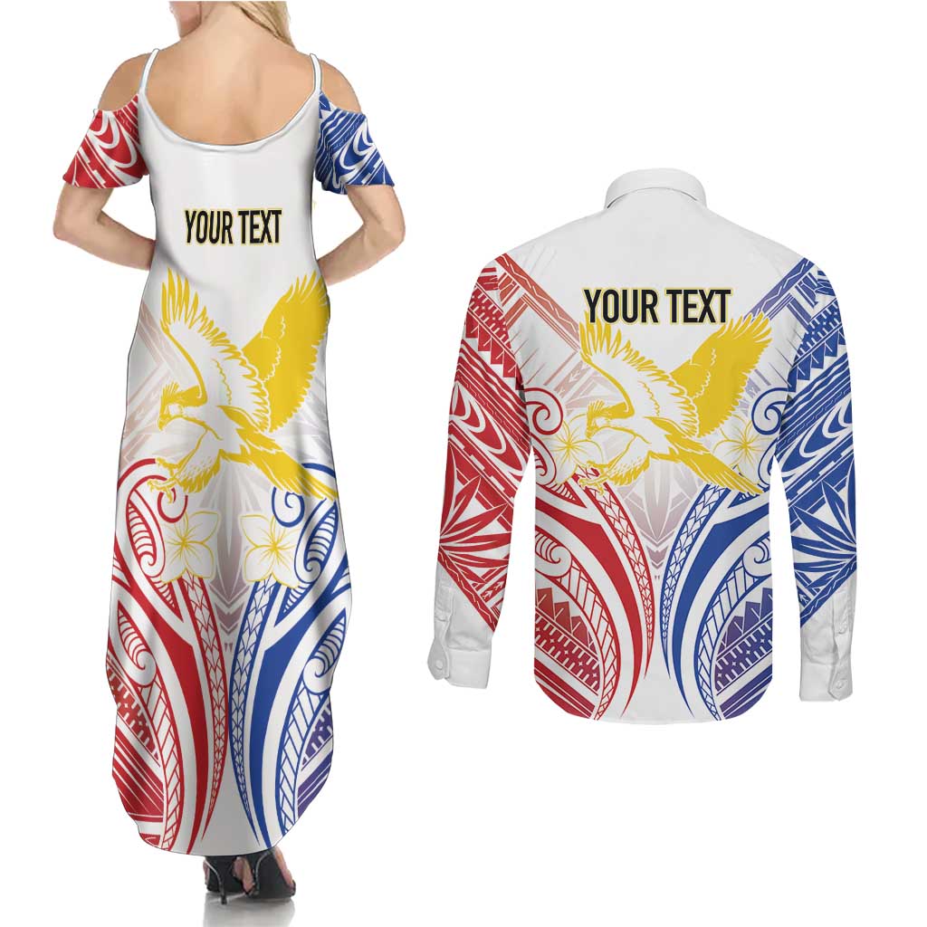 Philippines Tribal Sun Personalized Couples Matching Summer Maxi Dress and Long Sleeve Button Shirt Hunting Eagle
