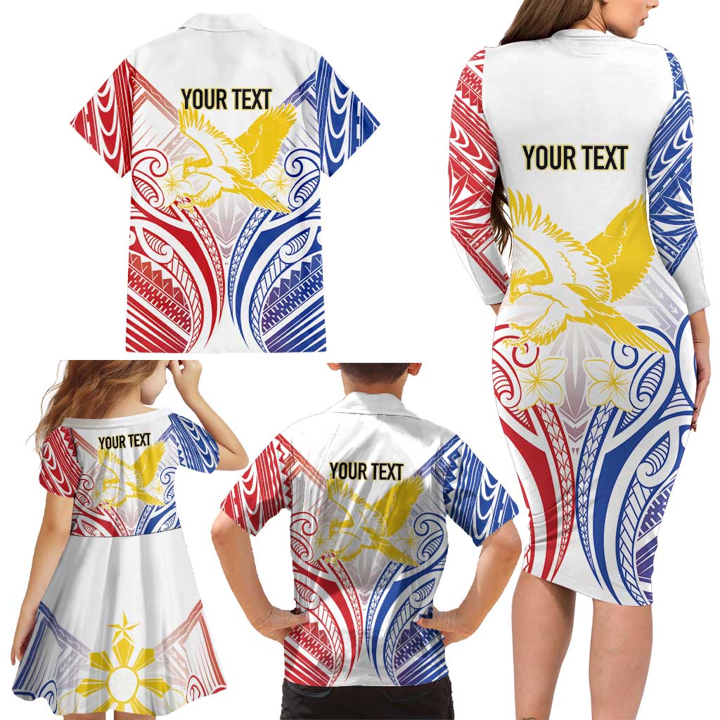 Philippines Tribal Sun Personalized Family Matching Long Sleeve Bodycon Dress and Hawaiian Shirt Hunting Eagle