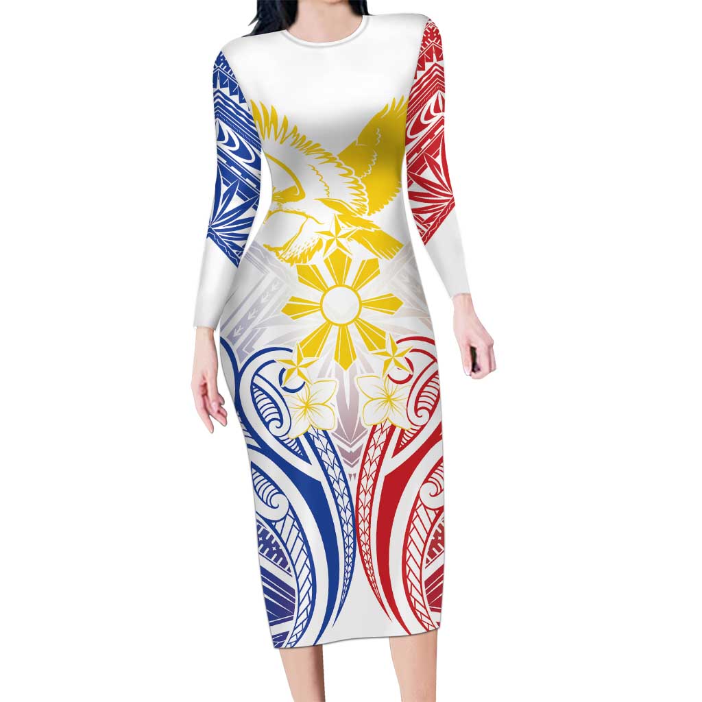 Philippines Tribal Sun Personalized Family Matching Long Sleeve Bodycon Dress and Hawaiian Shirt Hunting Eagle