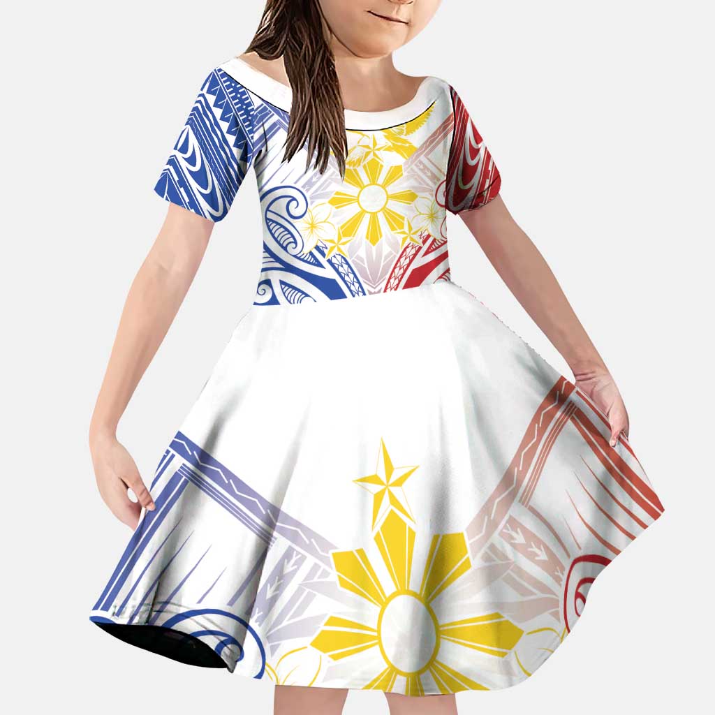Philippines Tribal Sun Personalized Family Matching Off The Shoulder Long Sleeve Dress and Hawaiian Shirt Hunting Eagle